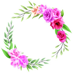 Obraz na płótnie Canvas pink rose floral wreath bouquet set