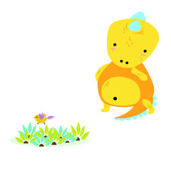 Set of cute vector dinosaurs isolated on white background.