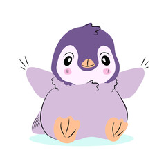 Cute Penguin vector illustration. Funny Cartoon animal. Can be used for kids or babies t shirt design. 