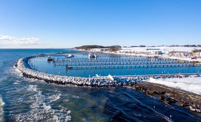 Jachthafen Grömitz im Winter, Schleswig Holstein, Deutschland