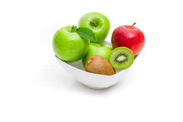 Diet, healthy fruit  in the white bowl - healthy breakfast. Still Life of Fruit