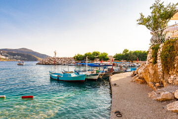 The beach in Kalkan Town of Turkey. - obrazy, fototapety, plakaty