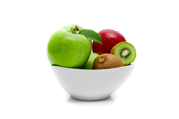 Diet, healthy fruit  in the white bowl - healthy breakfast. Still Life of Fruit