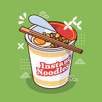 cute japanese instant cup noodle with eggs