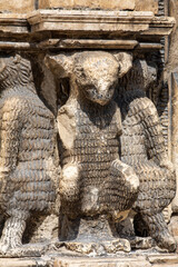 Sculptures from the portal of the church of Purgatorio in Gravina in Puglia. Italy
