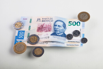 mexican peso money background. Mexico banknotes and coins