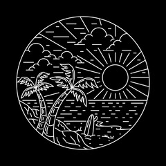 Summer beach line badge patch pin graphic illustration vector art t-shirt design