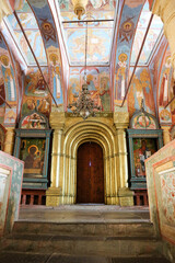 beautiful temple paintings in interior of the old church in Rostov the great, Russia
