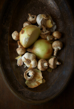 Bowl of Onions, Mushrooms, & Garlic