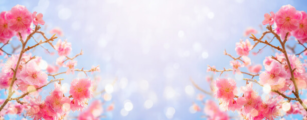 Beautiful cherry blossom flowers over blurred background. Spring season concept
