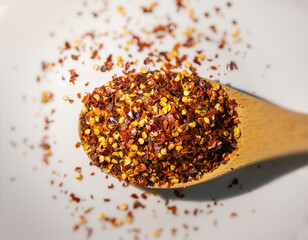 Crushed chili sharp close up image 