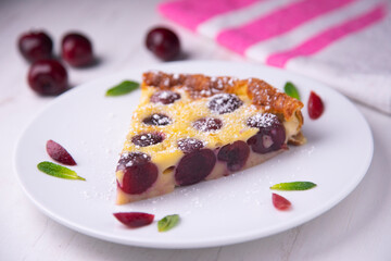Cherry clafoutis traditional french recipe.