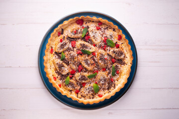 Banana cake with coconut and chocolate