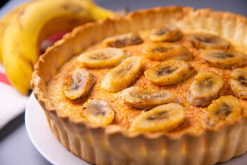 Banana cake with coconut and chocolate