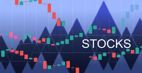 Stocks and shares Illustration on blue background