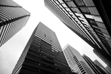 black and white sidewalk skyscraper perspective