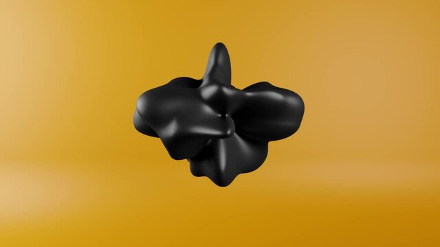 3d render abstract drop of shiny black oil fluid loopable animation Alpha matte