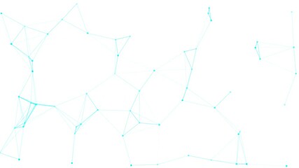 Abstract three-dimensional light blue connected dots moving randomly on white background. Modern technology screensaver animation in 4K.