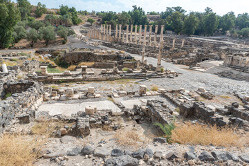 Fototapeta na wymiar Overview of ruins in Beit She'an National Park in Israel