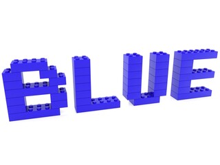 BLUE concept from blue toy bricks to white
