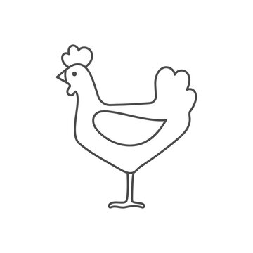 recommend clip art: Rooster poultry side view linear outline empty vector illustration.