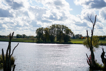 The Danube and its old waters are photographed in Bavaria near Regensburg