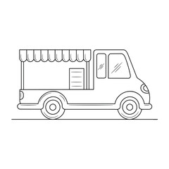 Food Truck thin line vector illustration. isolated with hand drawn style