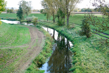 The Danube and its old waters are photographed in Bavaria near Regensburg
