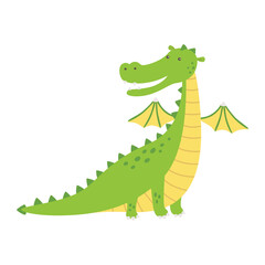 Fototapeta premium Green dragon, vector illustration in cartoon style