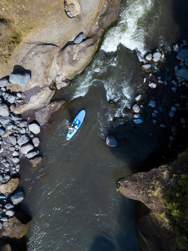 Man kayaking the river aerial