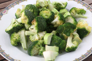 cooked broccoli as vegan food ready to eat