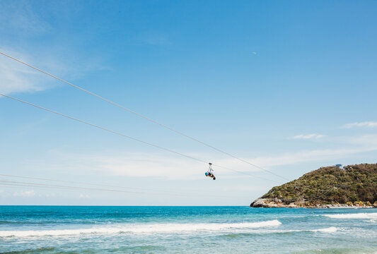 Zip lining over the Gulf of Mexico