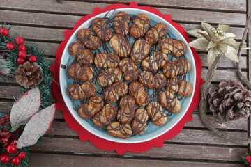 small homemade chocolate palms as sweet temptation snack