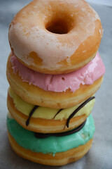 Assorted donuts with different frostings