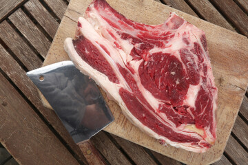 raw red caw meat entrecote