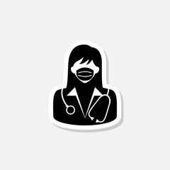 Female doctor sticker icon
