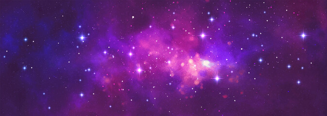 Vector cosmic watercolor illustration. Colorful space background