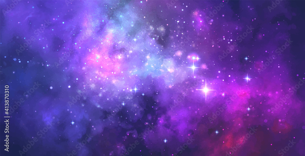Wall mural vector cosmic watercolor illustration. colorful space background