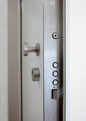 High security lock of an armored home door. - 413870502