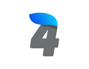 4 number aqua font, blue water drop design