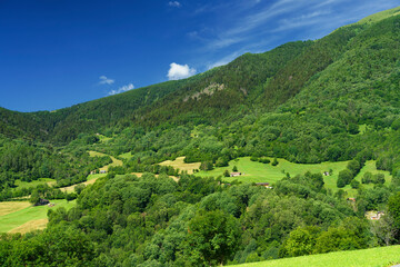 Mountain landscape at summer along the road to Mortirolo pass
