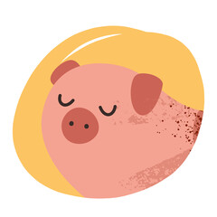 Cute pig avatar, cute farm animal hand drawn illustration, isolated vector illustration
