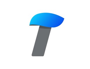 T letter aqua font, blue water drop design
