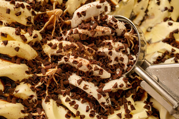 Closeup of  ice cream.  Ice cream texture.