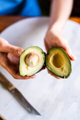Healthy avocado halved