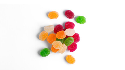 Marmalade candies isolated on a white background.