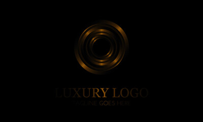 Luxury DJ Dance Party Logo, Recording Studio Emblem, Audio Wave and Light Dark Gradient Background