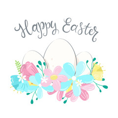 Easter eggs with flowers. Vector illustration