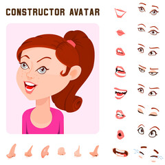 Set of emotions for 3D character, woman avatar constructor