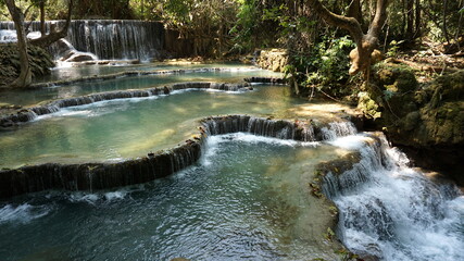 the Tat Kuang Si Waterfalls in Luang Prabang, Laos, February
